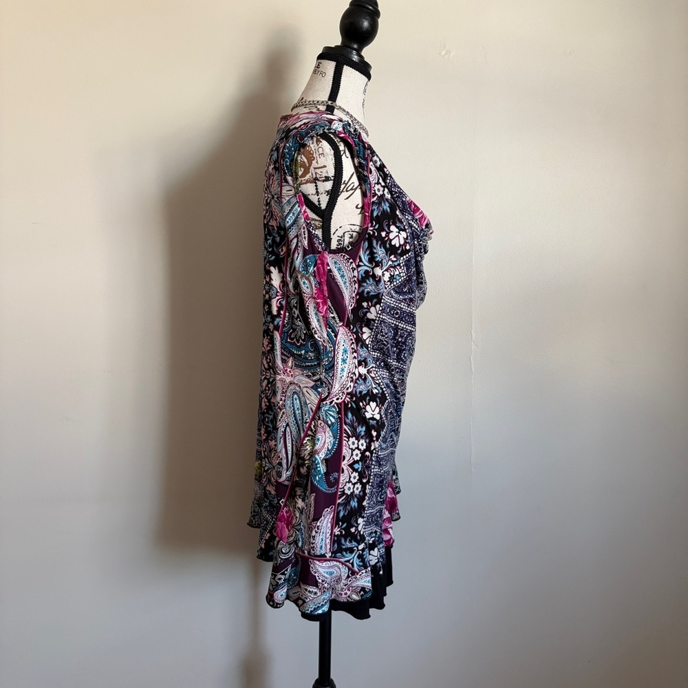 Y2K Vintage Cowl Neck Mini Dress Ruffle Hem Whimsigoth 2000s - Picture 4 of 9